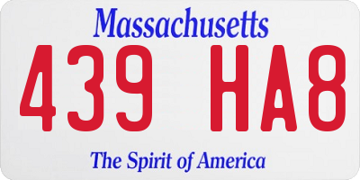 MA license plate 439HA8