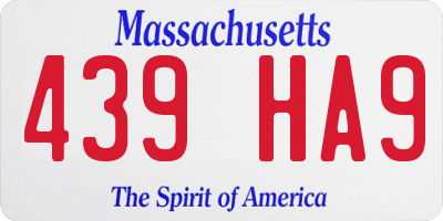 MA license plate 439HA9
