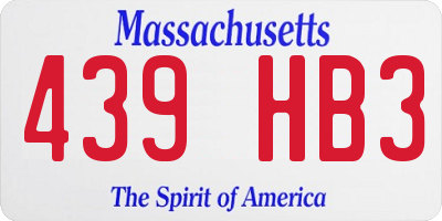 MA license plate 439HB3