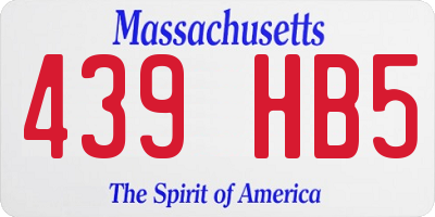 MA license plate 439HB5