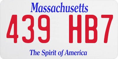 MA license plate 439HB7