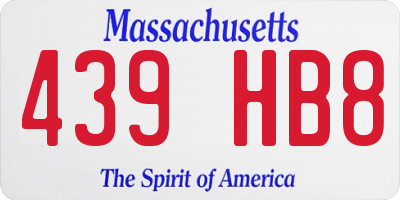 MA license plate 439HB8
