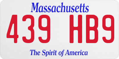 MA license plate 439HB9