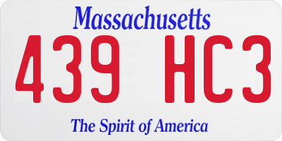 MA license plate 439HC3