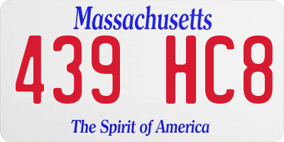 MA license plate 439HC8