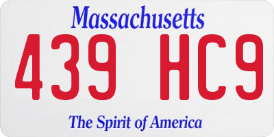 MA license plate 439HC9