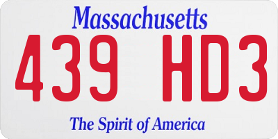 MA license plate 439HD3
