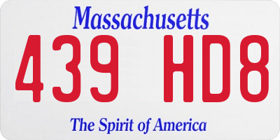 MA license plate 439HD8
