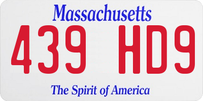 MA license plate 439HD9