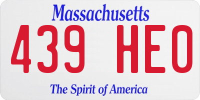 MA license plate 439HE0