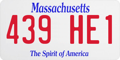 MA license plate 439HE1