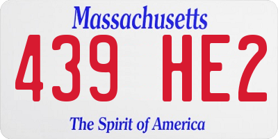 MA license plate 439HE2