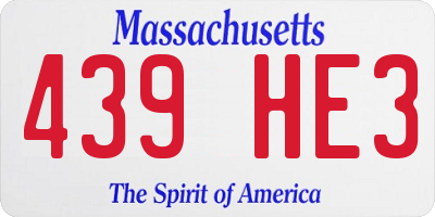 MA license plate 439HE3