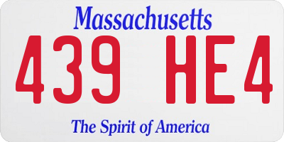 MA license plate 439HE4