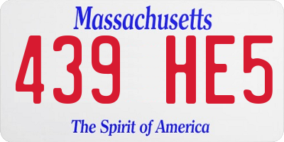 MA license plate 439HE5