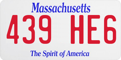 MA license plate 439HE6
