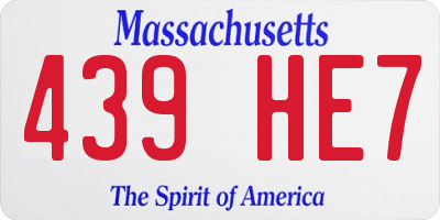 MA license plate 439HE7