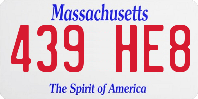 MA license plate 439HE8