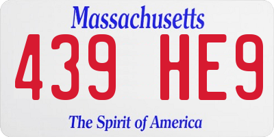 MA license plate 439HE9