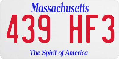 MA license plate 439HF3