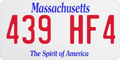 MA license plate 439HF4