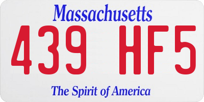 MA license plate 439HF5