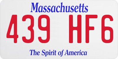 MA license plate 439HF6