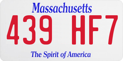 MA license plate 439HF7