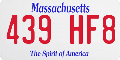 MA license plate 439HF8