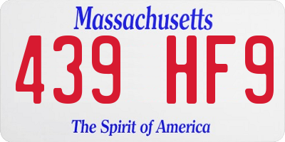 MA license plate 439HF9
