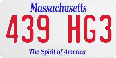 MA license plate 439HG3