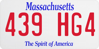 MA license plate 439HG4