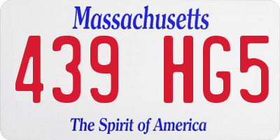MA license plate 439HG5