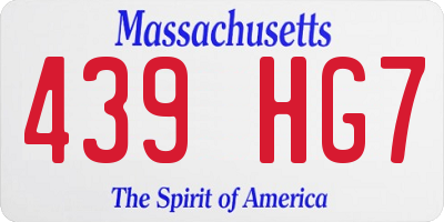 MA license plate 439HG7