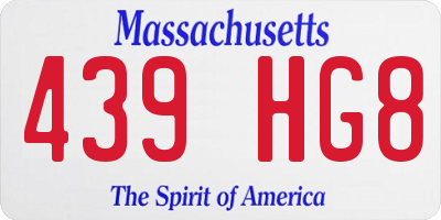 MA license plate 439HG8