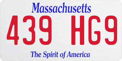 MA license plate 439HG9