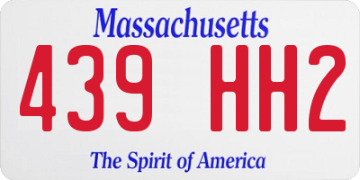 MA license plate 439HH2