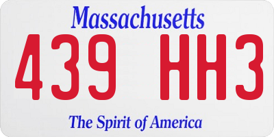 MA license plate 439HH3