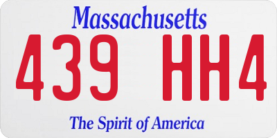 MA license plate 439HH4