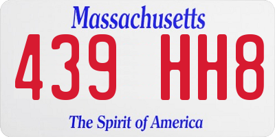 MA license plate 439HH8
