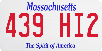 MA license plate 439HI2