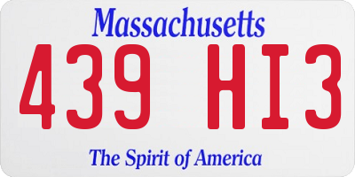 MA license plate 439HI3