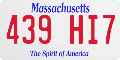 MA license plate 439HI7