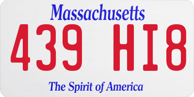 MA license plate 439HI8