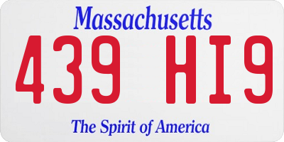 MA license plate 439HI9