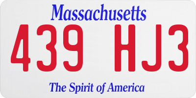 MA license plate 439HJ3