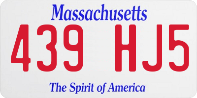 MA license plate 439HJ5