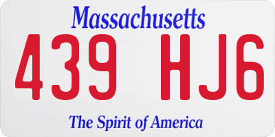 MA license plate 439HJ6