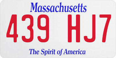 MA license plate 439HJ7