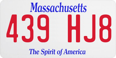 MA license plate 439HJ8
